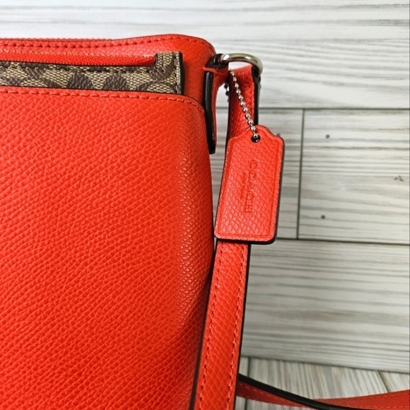 Coach East West Pop Crossbody Bag with Clutch in Orange, Brown with Silver Tone - Picture 3 of 15